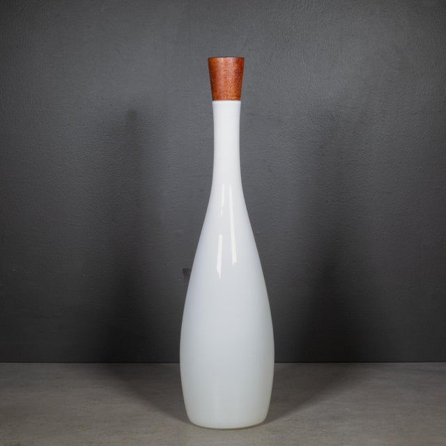 Jacob E Bang for Kastrup/Holmegaard Opaline Tall Bottle c.1957 For Sale - Image 4 of 5