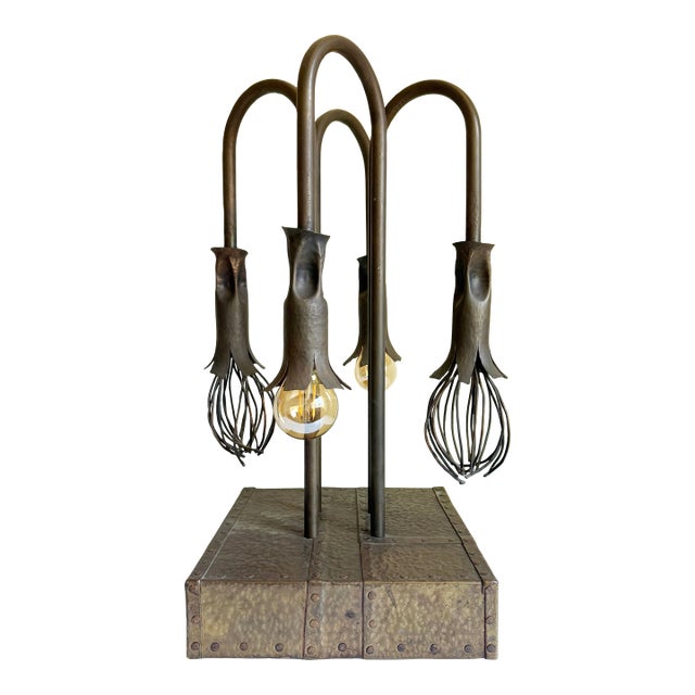 1940s Bronze Biomorphic Table Lamp For Sale