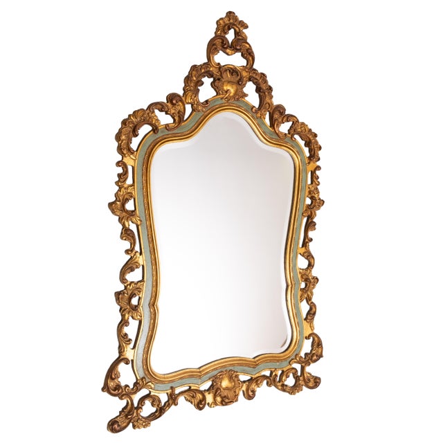 Rococo Baroque Louis XV Style Gilded Beveled Mirror, 1950s For Sale - Image 3 of 13