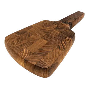 1970s Dansk Staved Teak Cheese Board With Insertable Knife - 2 Piece Set