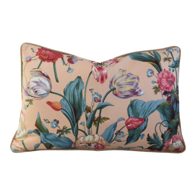 Designer Brunschwig & Fils Tulip Floral Feather/Down Pillow For Sale