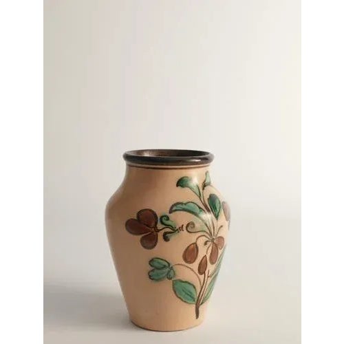 Art Nouveau Flower Motif Earthenware Vase by Sala, Sweden, 1920s For Sale - Image 4 of 13