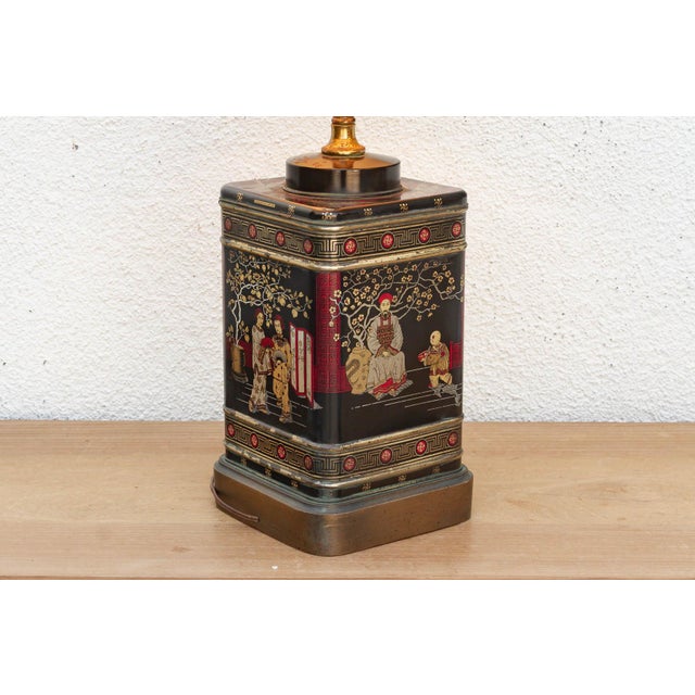 19th Century Antique Canton Tea Merchant Tin Lamp For Sale - Image 5 of 9