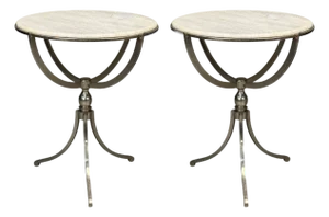 Neoclassical Style, Steel, Marble, End Tables, Usa, 20th C.