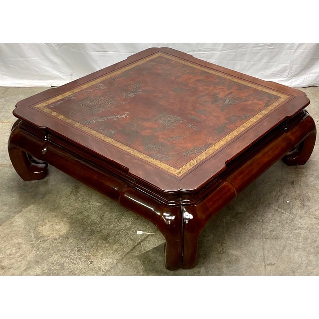 Vintage Drexel Heritage Ming Treasures Leather Inlay Coffee Table