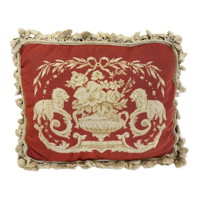 Needlepoint Pillow With Tassel Fringe For Sale