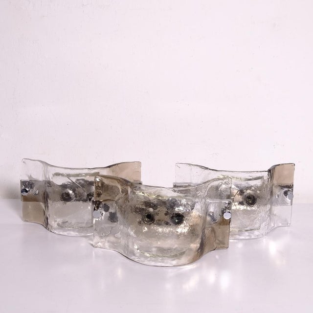 Murano Glass Modular 3-Point Ceiling Light Fixture from Mazzega, 1970s For Sale - Image 6 of 18