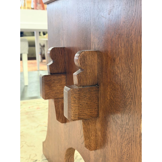 Late 20th Century Stickley Mission Collection Keyhole Trestle Oak Dining Table For Sale - Image 9 of 11