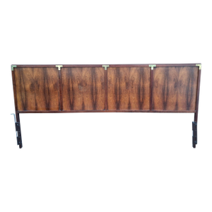 Mid 20th Century West Michigan Furniture Dimension Flamed Bookmatched Walnut King Size Headboard