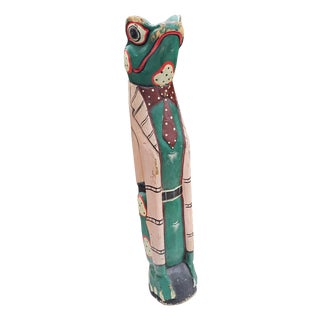 Vintage African Carved Wood Frog, 1970s For Sale