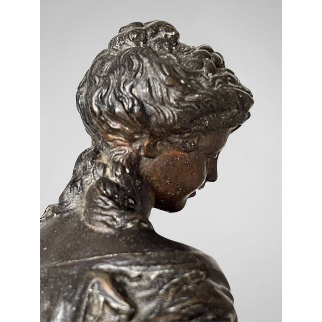 Napoleon III Euterpe Mantel Clock in Patinated Spelter by Japy Frères, 19th Century For Sale - Image 9 of 18