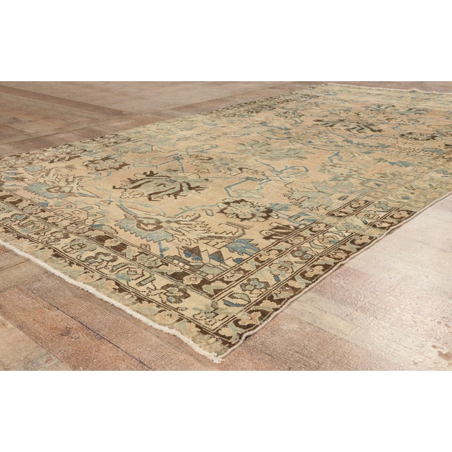 Tan Vintage Persian Hamadan Rug, 05'05 X 09'08 For Sale - Image 8 of 10