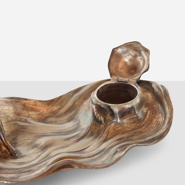 1900s WMF Art Nouveau Inkwell With Reclining Figure For Sale - Image 10 of 12
