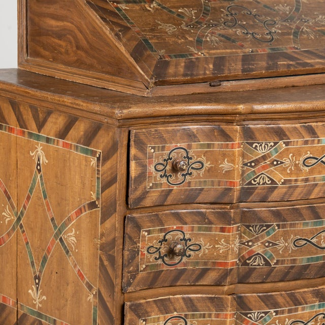 Brown 1778 Baroque Original Painted Tabernacle Secretary Writing Cabinet With St. George & Dragon For Sale - Image 8 of 13
