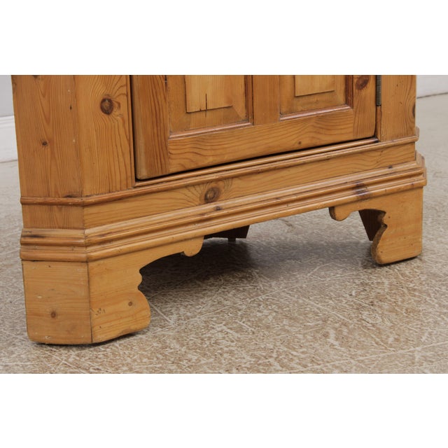 Chippendale Scrub Pine Corner Cupboard China Cabinet For Sale - Image 10 of 14