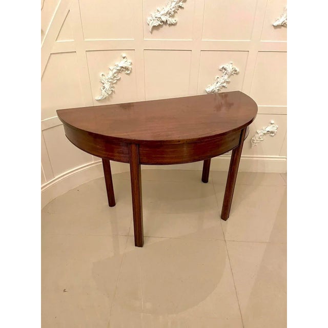 Antique George III Mahogany Demi-Lune Console Table For Sale - Image 11 of 12