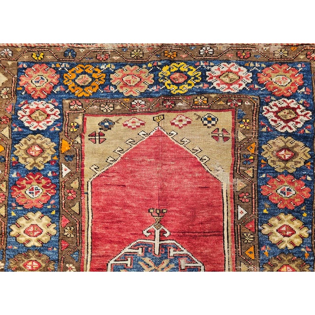 19th Century Handwoven Anatolian Village Area Rug, Wool, Vegetable Dyed, 4' x 5' For Sale - Image 16 of 18