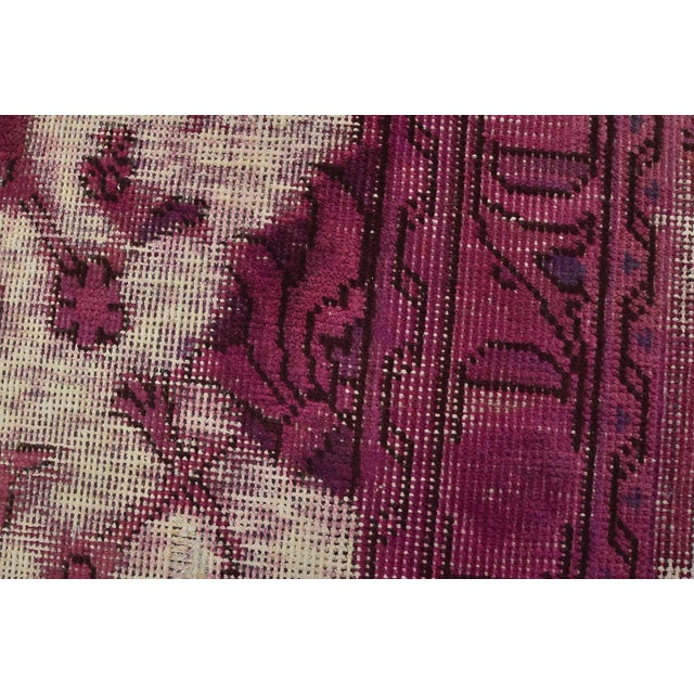 Pink Tabriz Rug 10′ X 12’8” Pink Wool Vintage Overdyed Hand-Knotted Oriental Carpet For Sale - Image 8 of 15