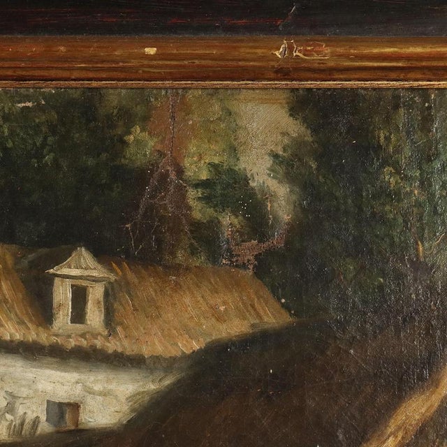Central European School Artist, Bucolic Landscape with Figures and Animals, 19th Century, Oil Painting on Canvas, Framed For Sale - Image 8 of 12