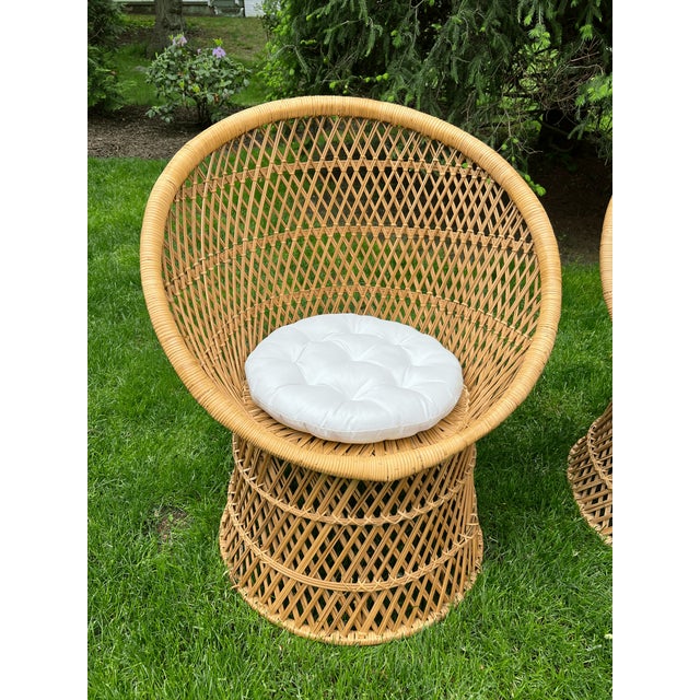 Boho Chic 1970s Handwoven Wicker Barrel Chairs - Set of 4 For Sale - Image 3 of 6