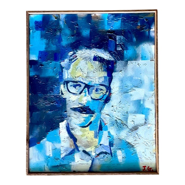 Vintage Boho Signed Original Oil Painting on Canvas For Sale