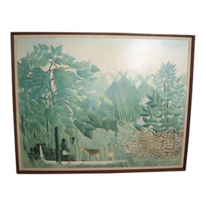 Large Henri Rousseau Print of Jungle Landscape C. 1950/1960’s