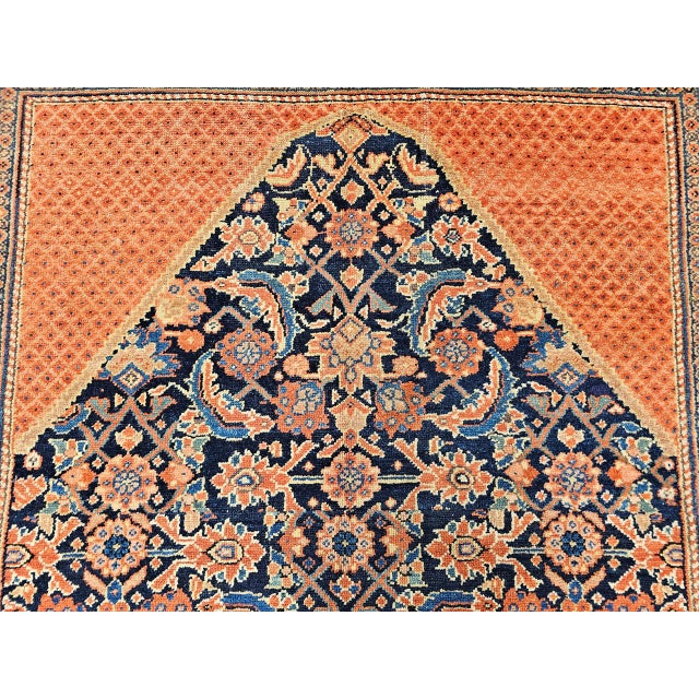 Vintage Persian Malayer Gallery Area Rug, Hand-Knotted Wool, Geometric Pattern, 5x13, Navy & Terracotta For Sale - Image 10 of 16
