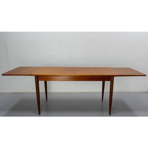 French Extending Teak Dining Table, Mid-20th Century For Sale - Image 11 of 15