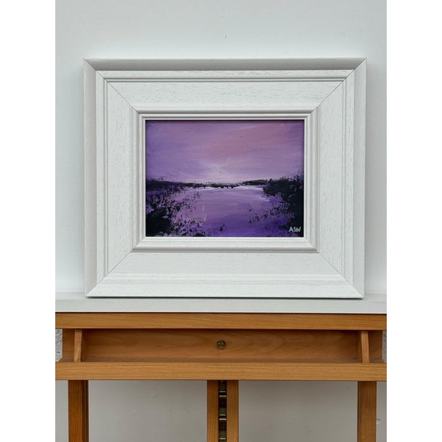 Early 21st Century Twilight over Water - Miniature Art in Lavender by Contemporary British Artist 2025 For Sale - Image 5 of 11