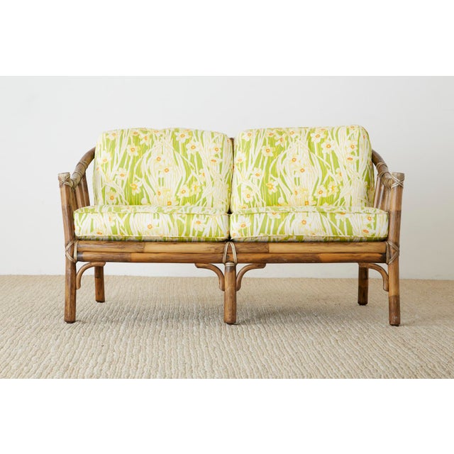 McGuire Organic Modern Bamboo Rattan Settee Loveseat Chairish