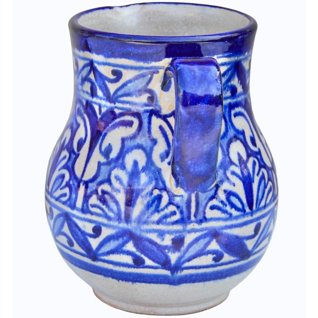 Early 20th Century Handmade Andalusian Ceramic Pitcher Accent W/ Blue Hues For Sale In New York - Image 6 of 9