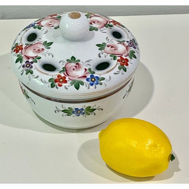 Boho Chic Vintage Bohemian Czech Lidded Dish Overlaid Cut Glass Cased Hand Painted For Sale - Image 3 of 6