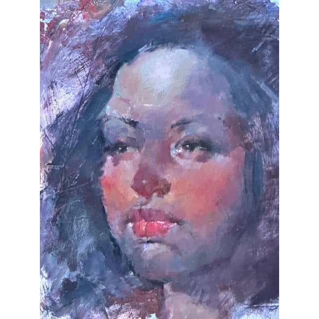 Mid-Century Modern Black Girl Portrait - Gouache by Max Turner For Sale - Image 3 of 6
