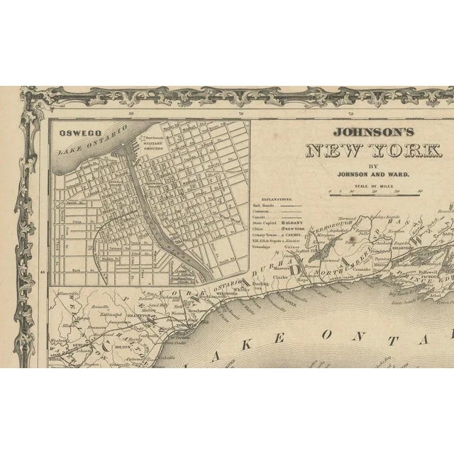 Title: 1864 Johnson's Map of New York State with City Insets : This 1864 map, titled "Johnson's New York," was published...