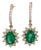 Sunburst Zambian Emerald Earrings W Natural Diamonds in 14k Solid Gold Ov 7x5mm- Set of 2 For Sale