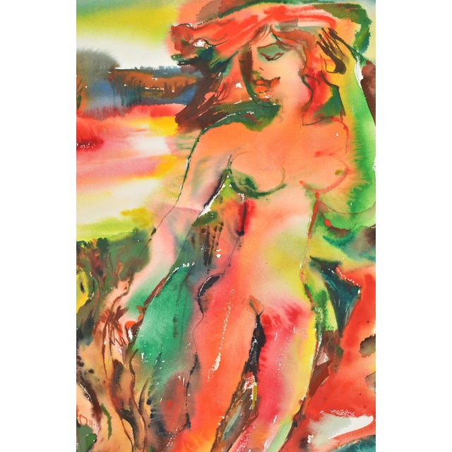 Malda Muizule, Nude Summer, 1971, Watercolor, in Good conditions. Designed 1970 to 1979 This piece has an attribution...