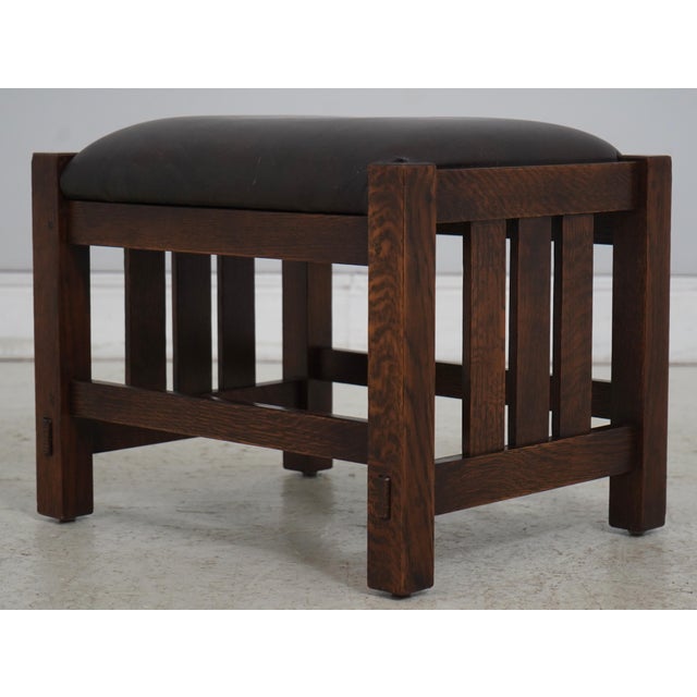 Stickley Mission Oak Leather Morris Chair & Ottoman For Sale - Image 12 of 18