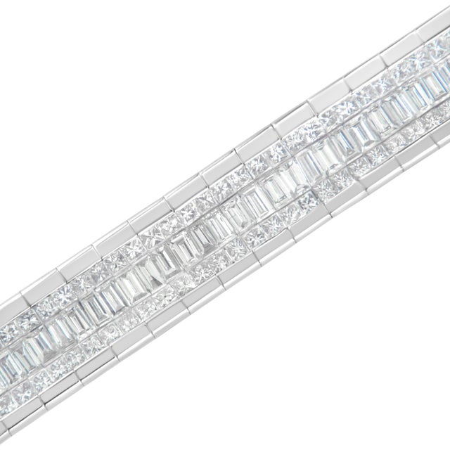 Haus of Brilliance 14K White Gold 7 7/8 Cttw Princess and Baguette Diamond Eternity Line Tennis Bracelet (G-H Color, SI1-SI2 Clarity) - 7" Inches For Sale - Image 4 of 6