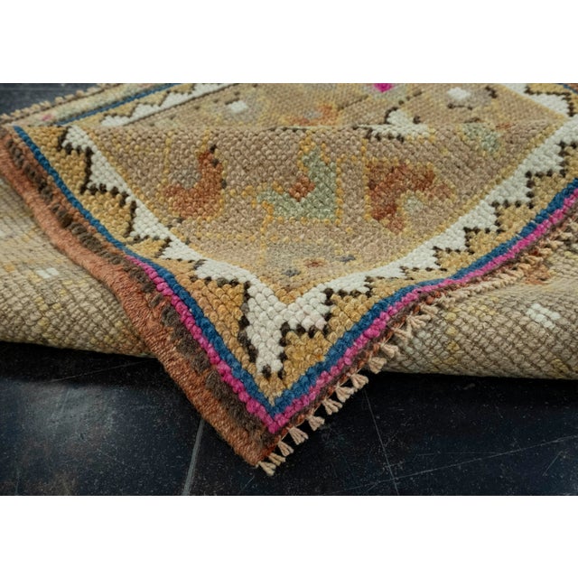 Textile Turkish Mini Rug Oriental Hand Knotted Vintage Rug 2'5" x 2'5" #16231 For Sale - Image 7 of 8