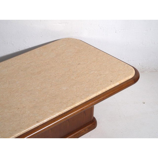 Vintage Japanese Wood and Marble Table For Sale - Image 3 of 11