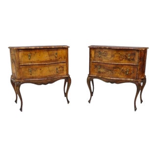 Pair of Antique Olivewood & Mahogany Serpentine Commodes C1800 For Sale