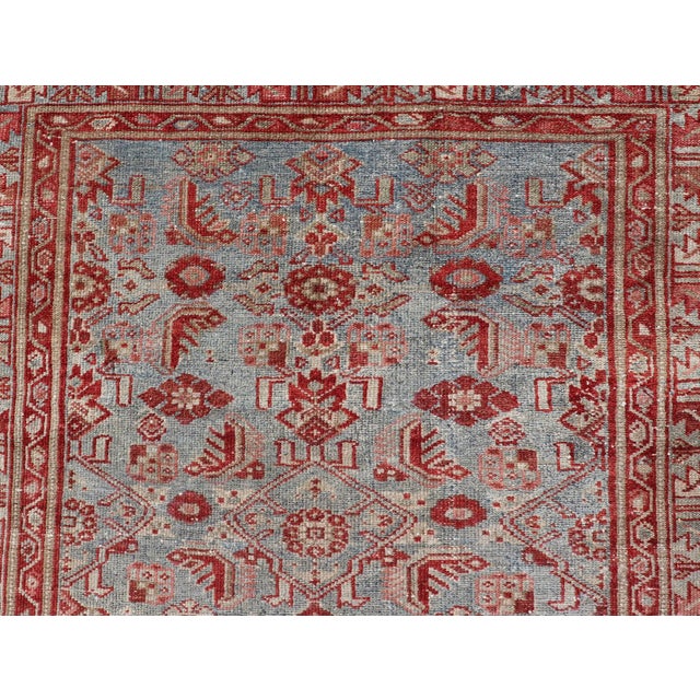 Textile Antique Persian Gallery Malayer Runner With Red and Blue 4'3 X 16'10 For Sale - Image 7 of 10