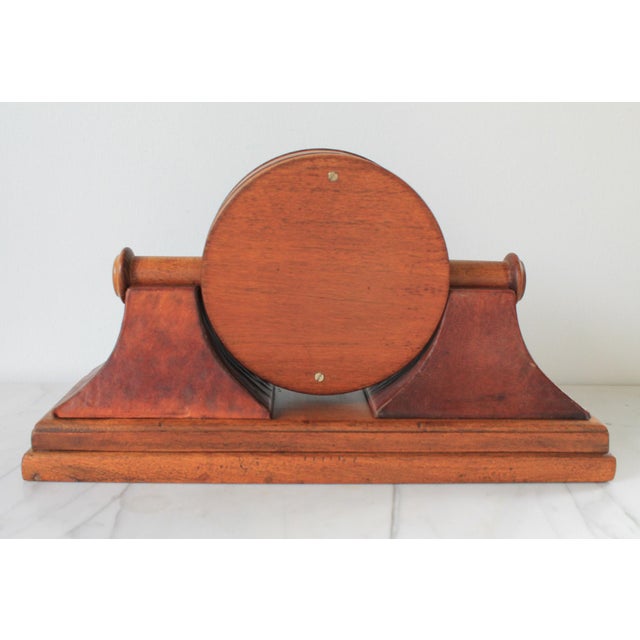 Vintage Quartz Traditional Style Leather Wrapped Wooden Mantel Clock For Sale - Image 9 of 16