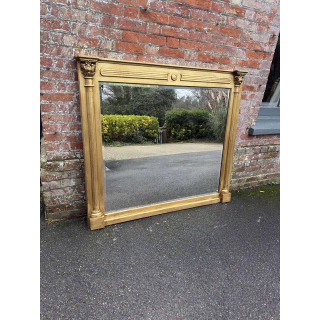 Large Antique English Carved Gilt Wood Column Mirror, 19th Century For Sale - Image 5 of 6