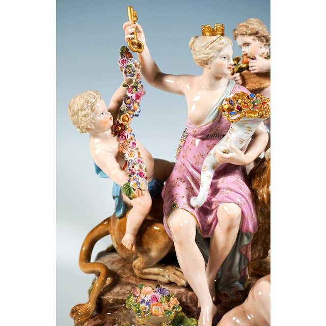 Blue Large The Earth Allegorical Group by M.V. Acier for Meissen, Germany, 1850 For Sale - Image 8 of 12