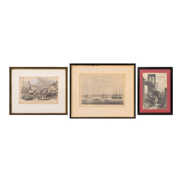 Three Views of Brooklyn and New York Prints, 19th Century For Sale