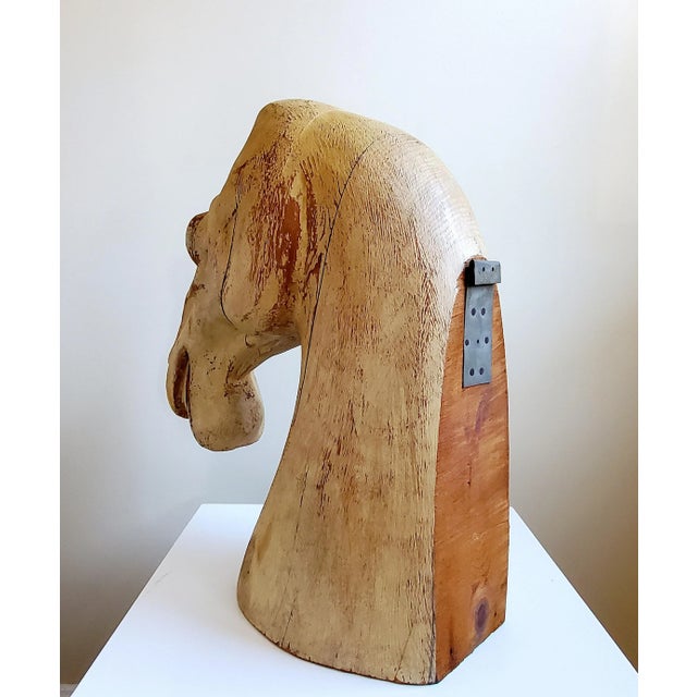 Camel Early 20th Century Hand Carved Wood Camel Head Sculpture For Sale - Image 8 of 13