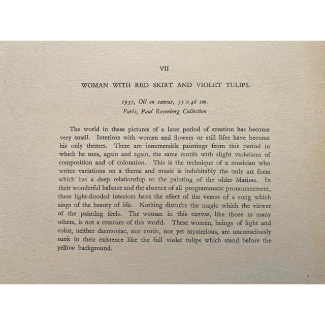 Henri Matisse Vintage 1958 Fine Art Lithograph Print " Woman With Red Skirt and Violet Tulips " 1937 For Sale - Image 12 of 12