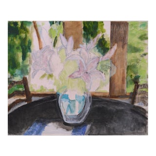 Lily's and Glass Vase by Patricia Gillfillan For Sale