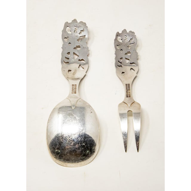 Silver Mid 20th Century Sterling Silver Salad Cutlery, Norway- 2 Pieces For Sale - Image 8 of 12